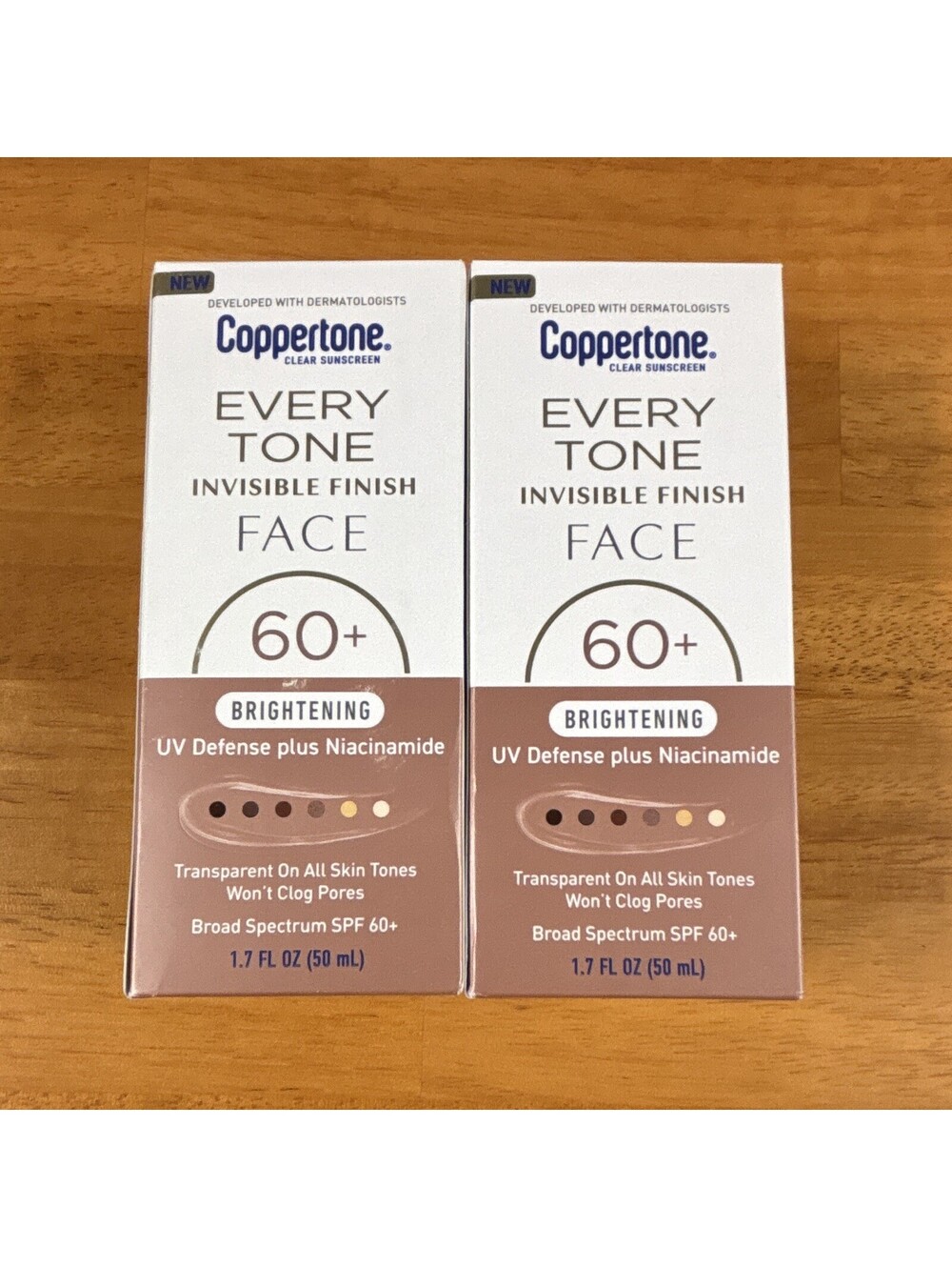 2 Pack! Coppertone Every Tone Invisible Finish Face SPF 60+ Brightening 9/2026